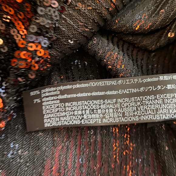 Zara sequin top black and orangey bronze button up shirt size Medium - Picture 9 of 13